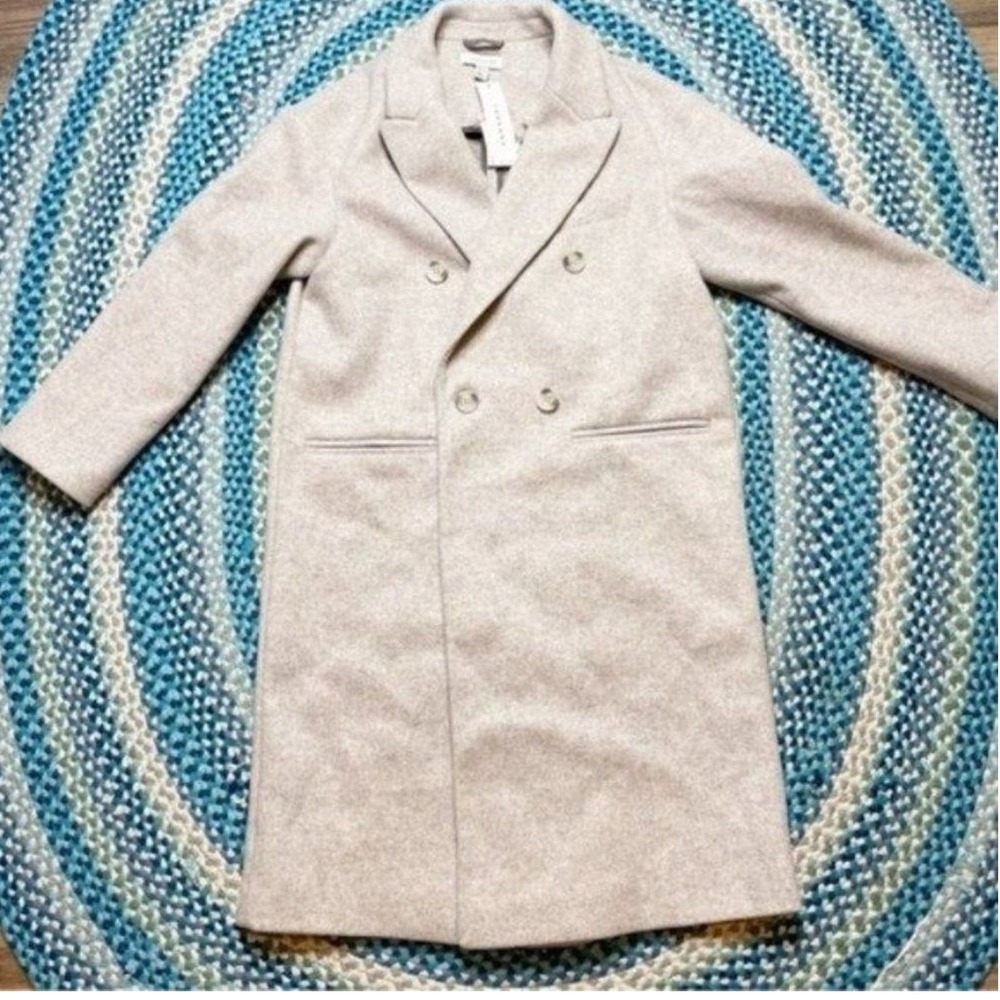 Topshop Double Breasted Gray Pea Coat Size 6 Mid Length Cozy Capsule Timeless